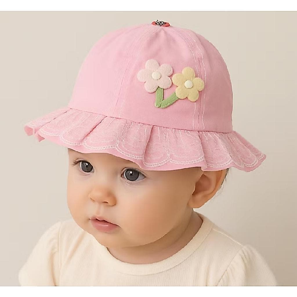 Chapéu Bucket  de Bebê com Cordinha  3 a 18 Meses  Babado Varias Cores