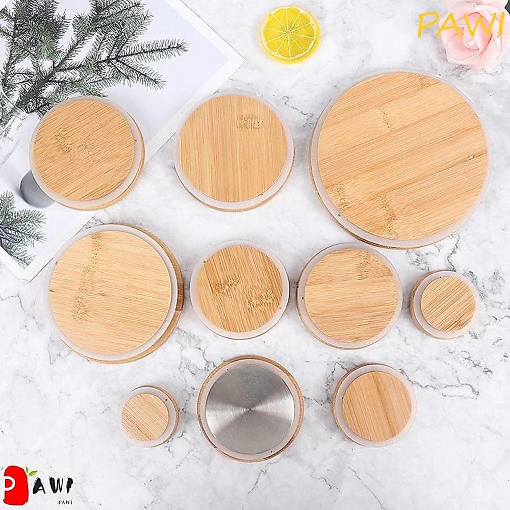 Tampa De Copo PAWI Diversos Tamanhos Personalizáveis Anel De Vedação Reutilizável Silicone Capa De Bambu