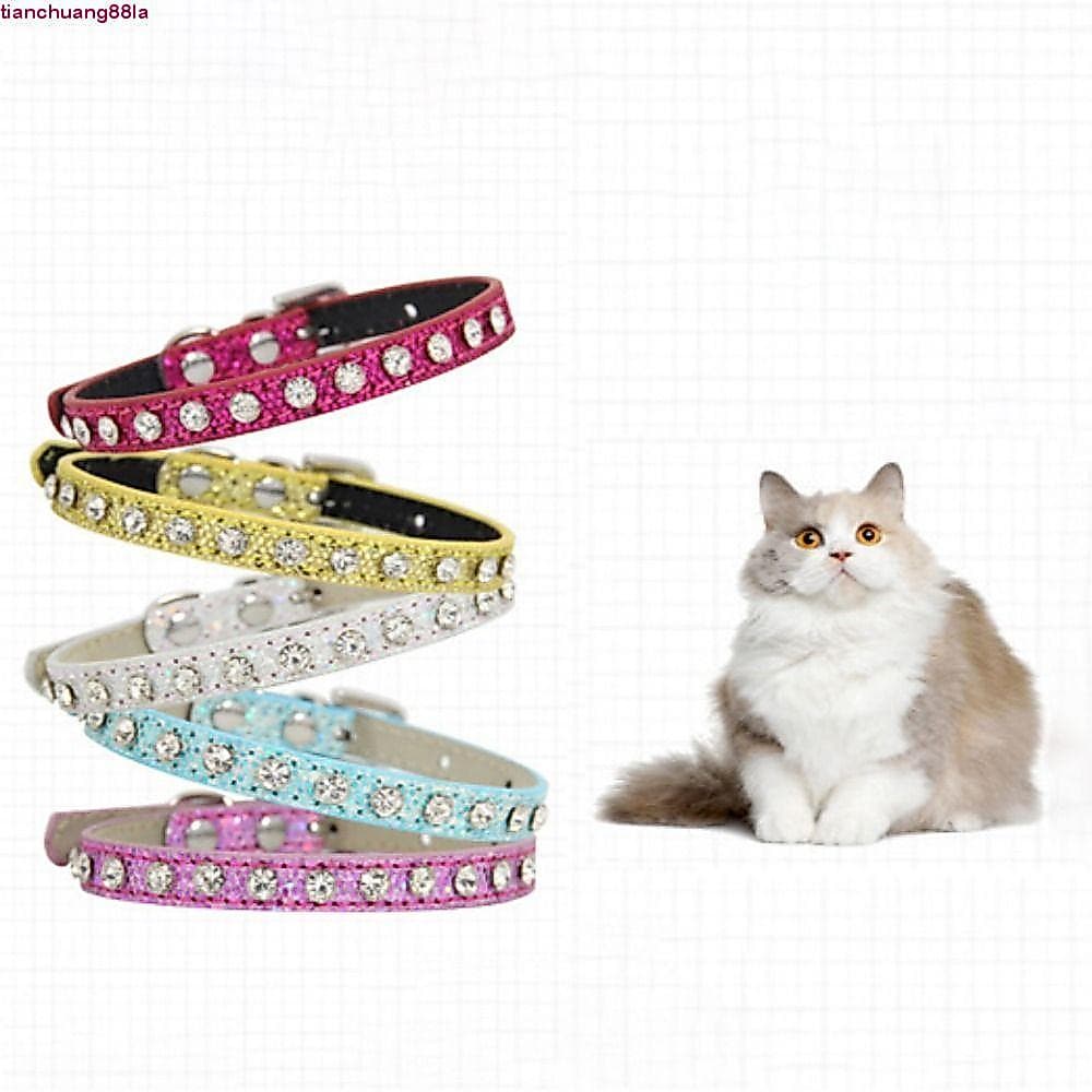 Coleiras Para Gatos Com Strass TIANCHUANG Bling , Coleira De Gato E Diamante De Couro Ajustável , Super Brilhante