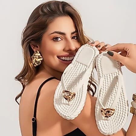 chinelo oval Marrocos Verão Praia trançado Feminino sandália em EVA 2 Tranças Plataforma Ortopédico Macio Confortável