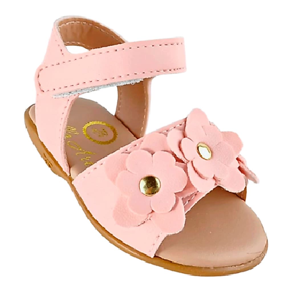Sandália Infantil Bebê Menina com Flores Bella Artes Kids 16 Ao 22