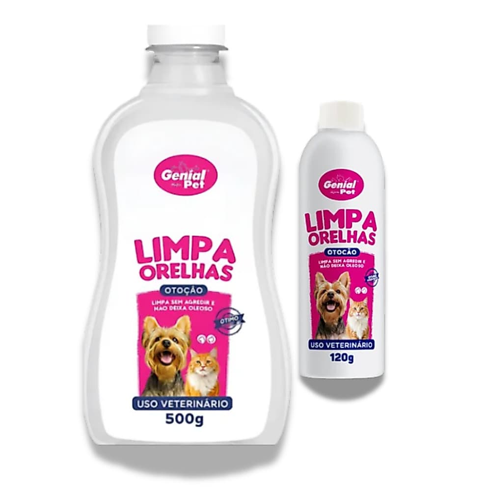 Limpa Orelhas Pet Genial Pet Gel Higienizador para Cães e Gatos 120g ou 500g Limpeza Sem Oleosidade