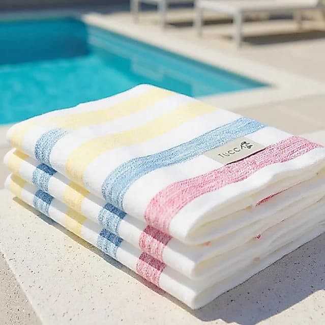 Toalha de Praia Tucca Salina Listrada 100% Algodão 32 Fios Macia Premium 70x140cm Alta Absorção