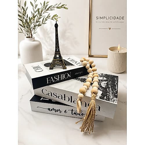 Kit 3 Livro Fake Enfeite Decoração + Torre Eiffe + Colar 60c Diversas Livro Fake Caixa Decorativa