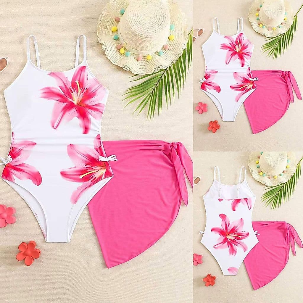 2026 novo estilo europeu americano Floral fino-ajuste estilingue gaze saia de duas peças maiô de uma peça natação infant