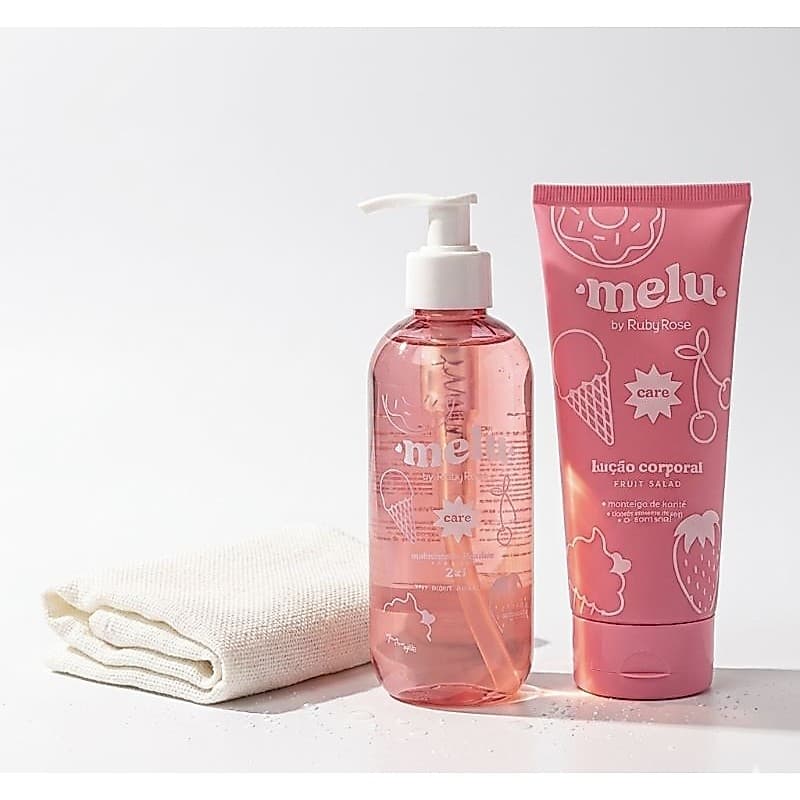 ​Kit Melu Care Fruit Salad Ruby Rose Loção Hidratante Corporal + Sabonete Liquido Pele Cheirosa