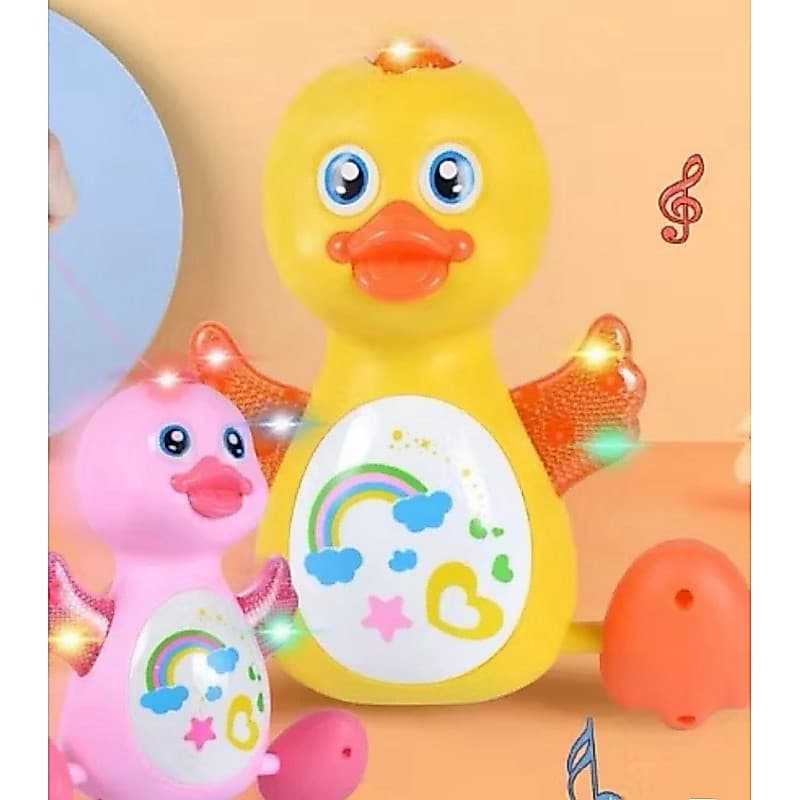 Patinho Musical Brinquedo que Anda Divertido Com Luzes Som e Cordinha Para Amarrar!