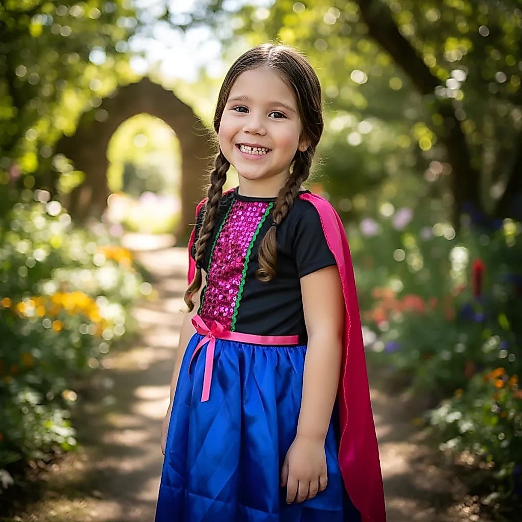 Fantasia Infantil Vestido Menina Princesa Anna Frozen Com Capa Festa Aniversario
