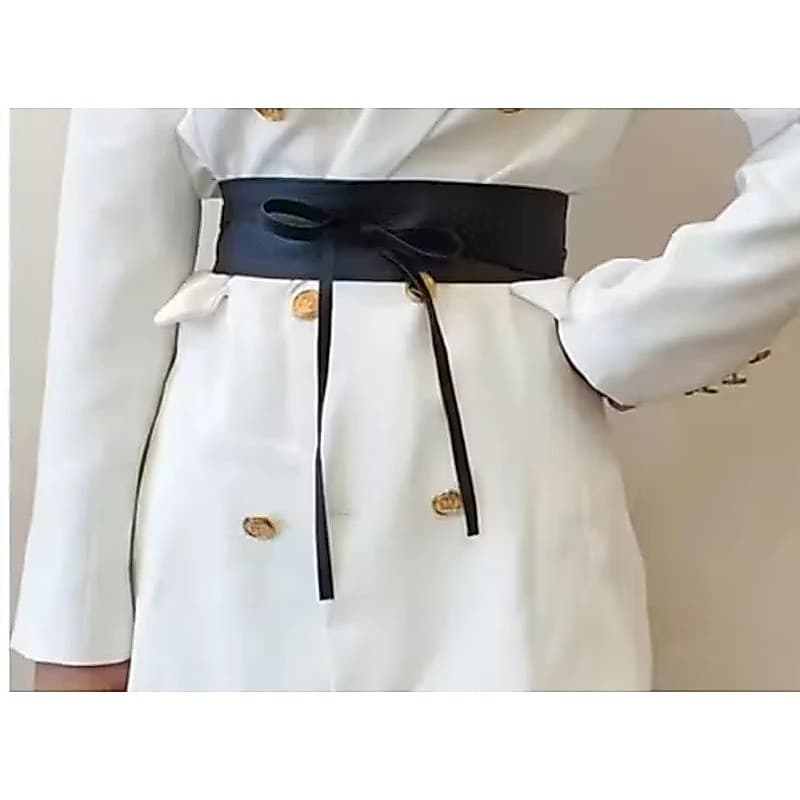 Cinto faixa de cintura largo de feminino em sintético, com laço de corset ajustável
