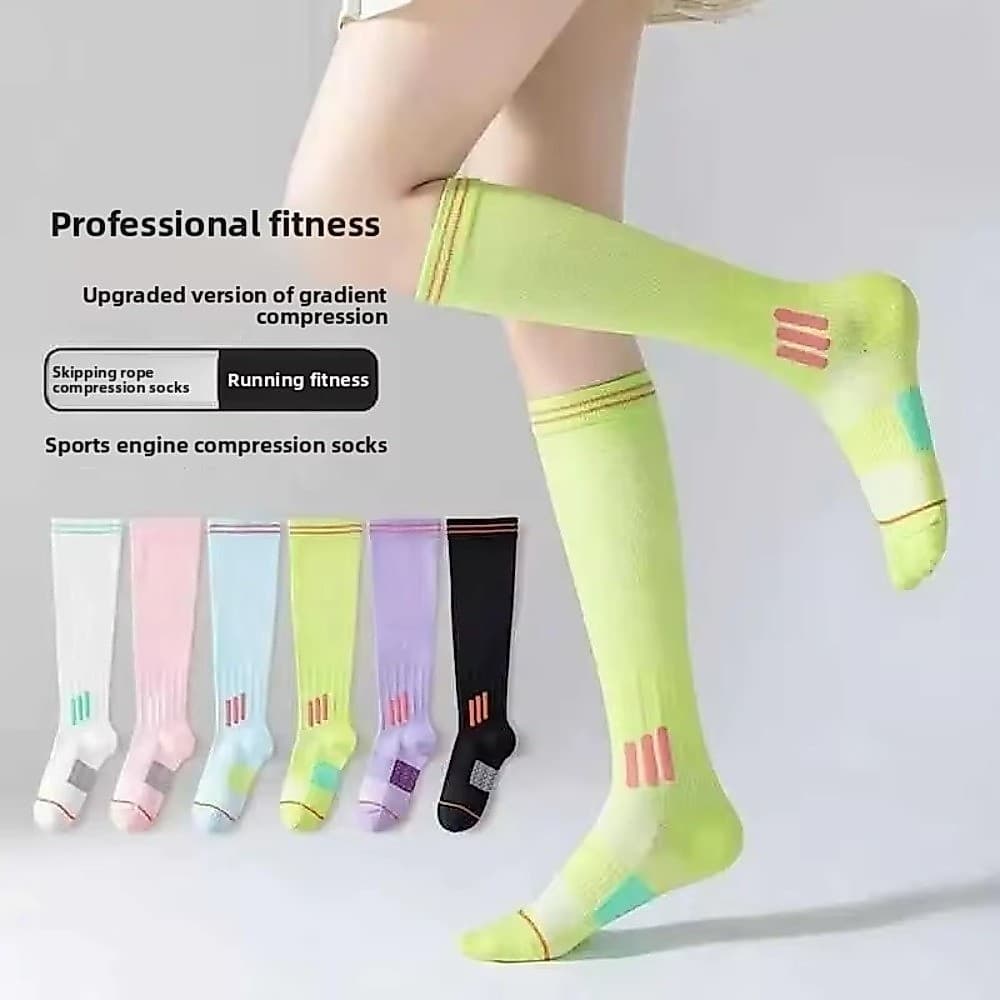 Meia Compressão Feminino Esporte Fitness Corrida Salto Ciclista