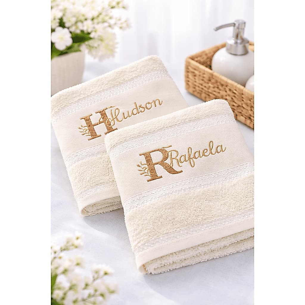 Kit Toalhas Banho Casal Personalizadas  com Nome