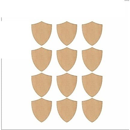 Aplique Mdf Escudo liso em Mdf Crú de 3mm - Pacote com 50 peças