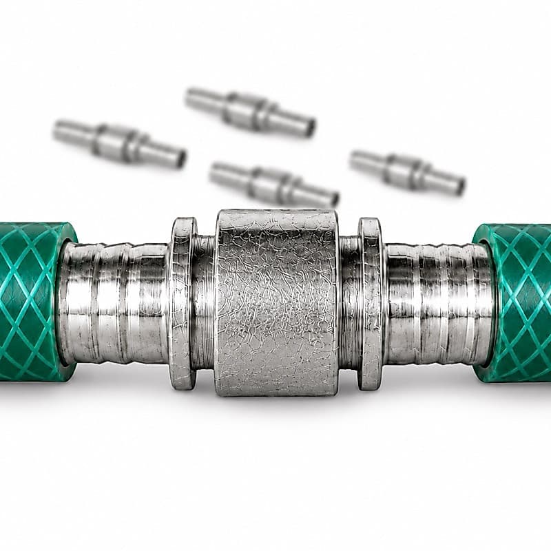 Emenda Metálica para Mangueira de Jardim 1/2 12,7 mm União com Espigão Duplo para Reparo