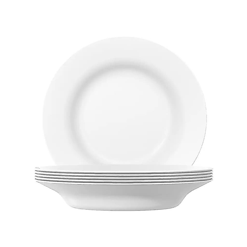 Prato Fundo 23cm Menu Nadir Opaline Branco Vidro - 6 Uni