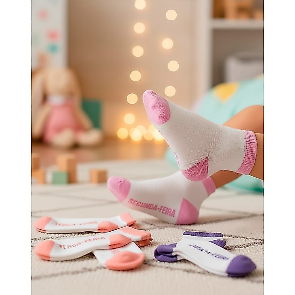 Meia Infantil Premium 5 Pares Cano Curto Semaninha Unissex
