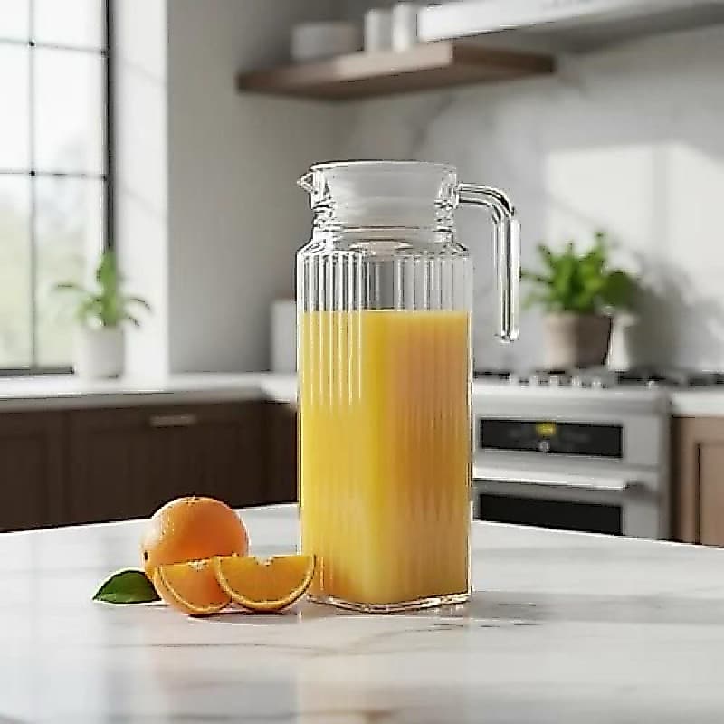 Jarra de Vidro 1,2L com Tampa Hermética – Ideal para Suco, Água e Geladeira