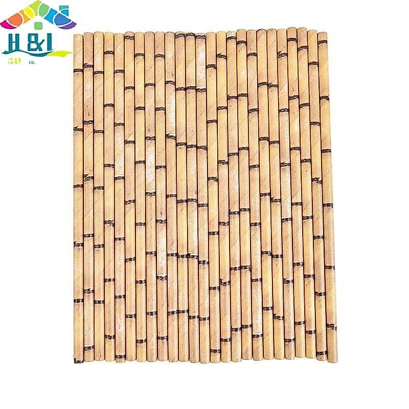 H & L 25 Unidades De Canudos De Papel Com Estampa De Bambu , Selva Havaiana , Tropical { th }