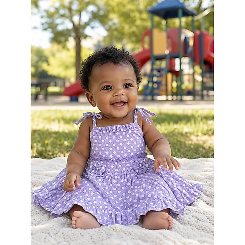 Vestido Bebê Menina com Babados l 6 a 9 meses
