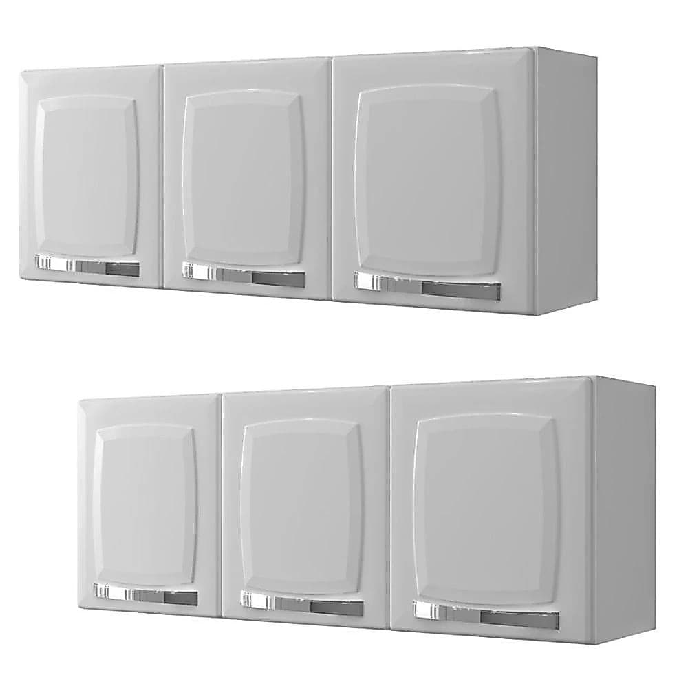 KIT 2 Armário Itatiaia 3 Portas em Aço Branco Neve – Ideal Para Cozinha Compacta