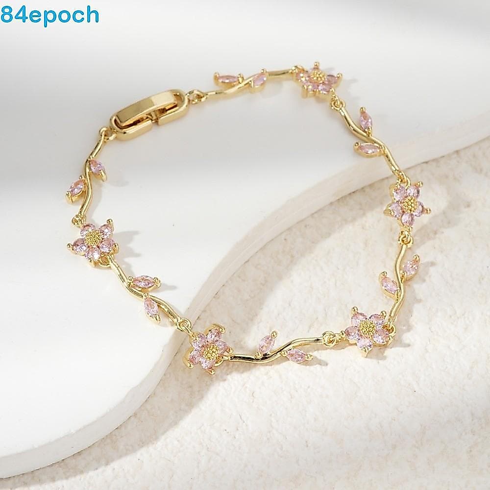 Joias De Pulso Com Folhas Empilháveis BREPOCH , Pulseira Elegante De Strass Flor De Ouro Banhado A Cobre , Requintada