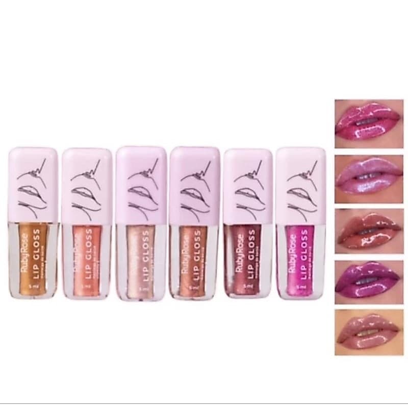 Lip Gloss com Glitter Ruby Rose Brilho Labial HB-8234