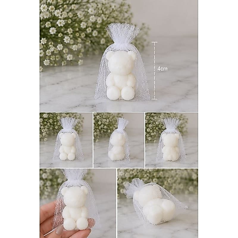 Vela ursinho no saquinho de Organza tamanho 4cm.