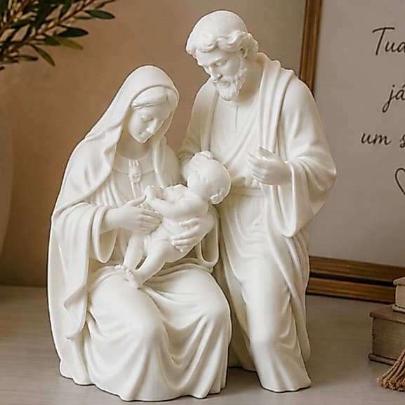 Sagrada Família 3D Nossa Senhora São José e Menino Jesus Decoração