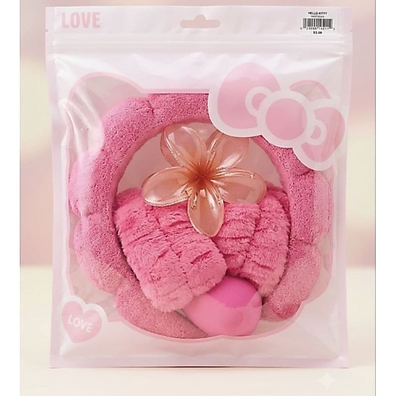 KIT 4 PCS Acessórios de Skincare Spa Feminino - Tiara Nuvem, Faixa de Pulso, Presilha de Flor LL4440A