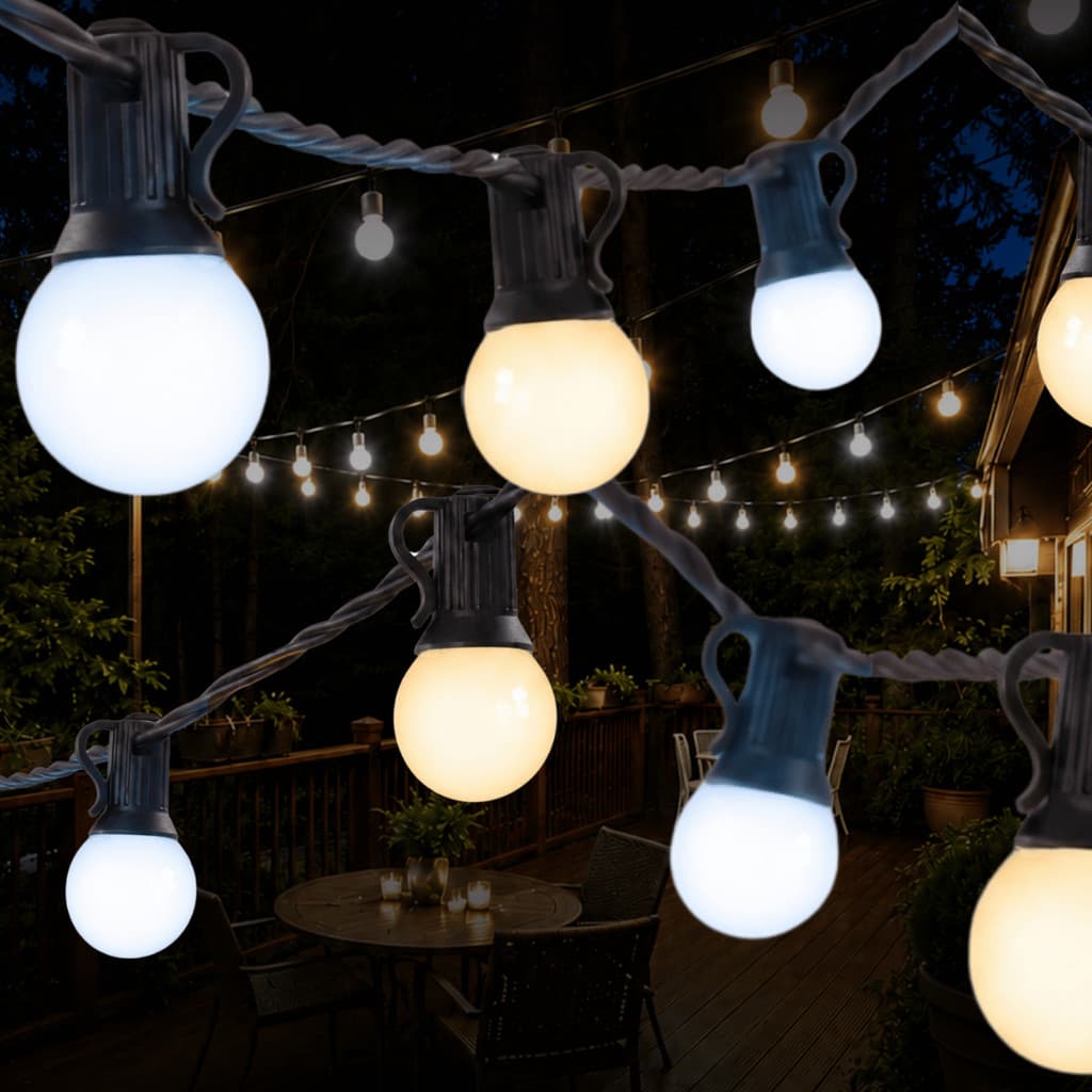 Varal de Luzes 100m 200 Soquetes E27 com Lâmpadas LED 3W IP65 para Área Externa Festa Jardim Festão Cordão Gambiarra