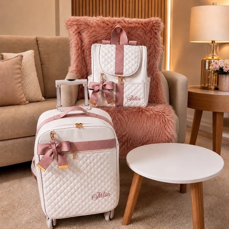 Mala Maternidade  Personalizada  com giro 360° e Mochila