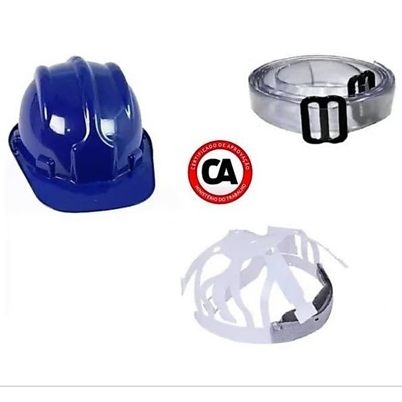 Capacete de Obra Azul Marinho + Suspensão + Jugular de Silicone PLASTCOR CA31469