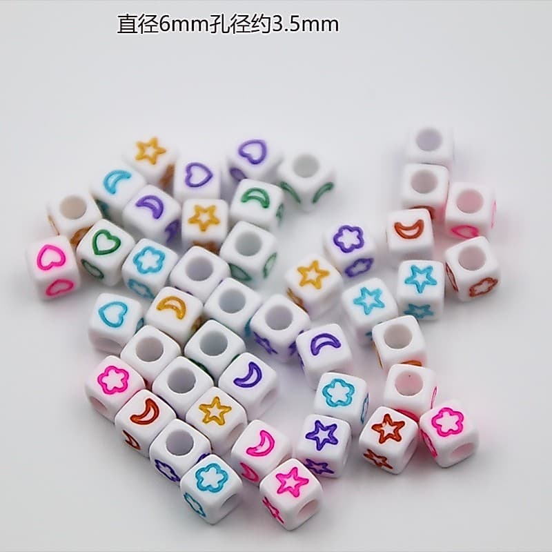Exterior 6mm quadrado grande buraco contas diy artesanal cadarço contas Material de tecelagem colorido óleo gotejamento