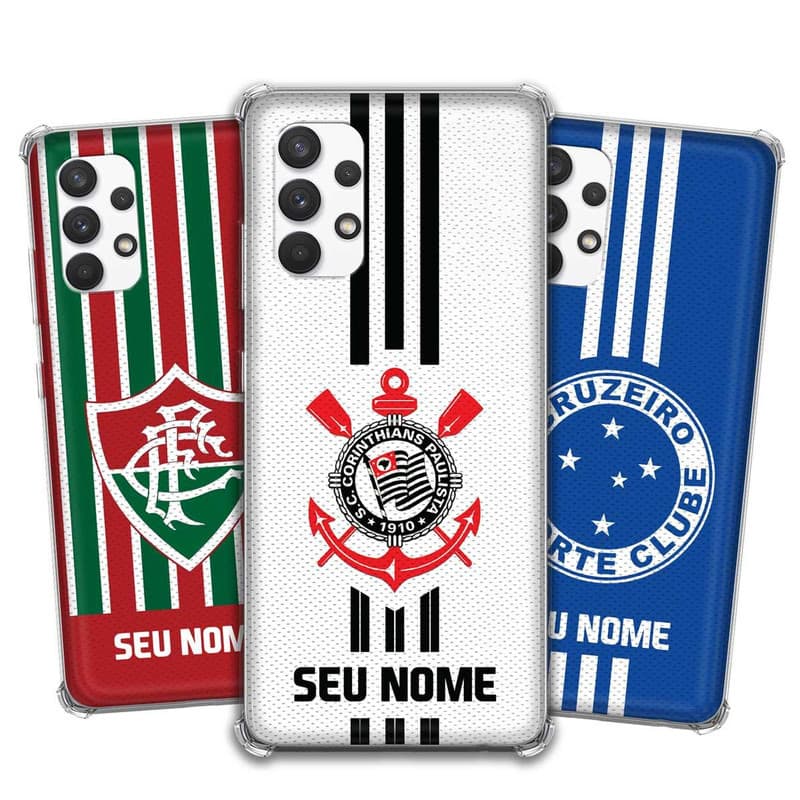 Capa Capinha - Samsung Galaxy A32 4G - Futebol Times do Brasil Personalizada com nome