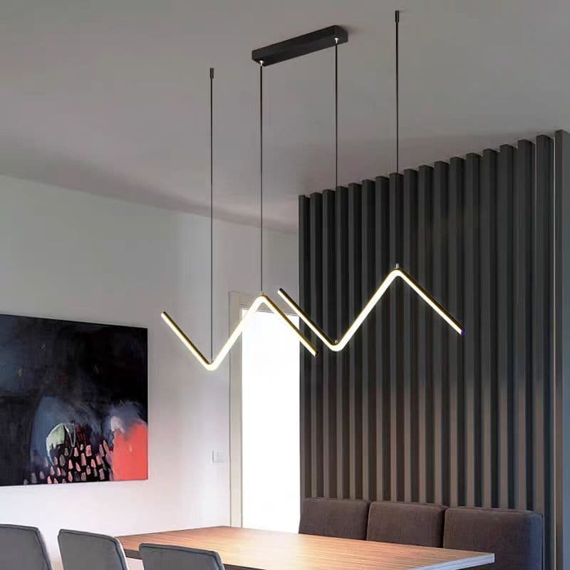 Luminária Pendente LED Design de Relâmpago 3 Cores Reguláveis 26W Alumínio Antirreflexo para Sala de Jantar Cozinha