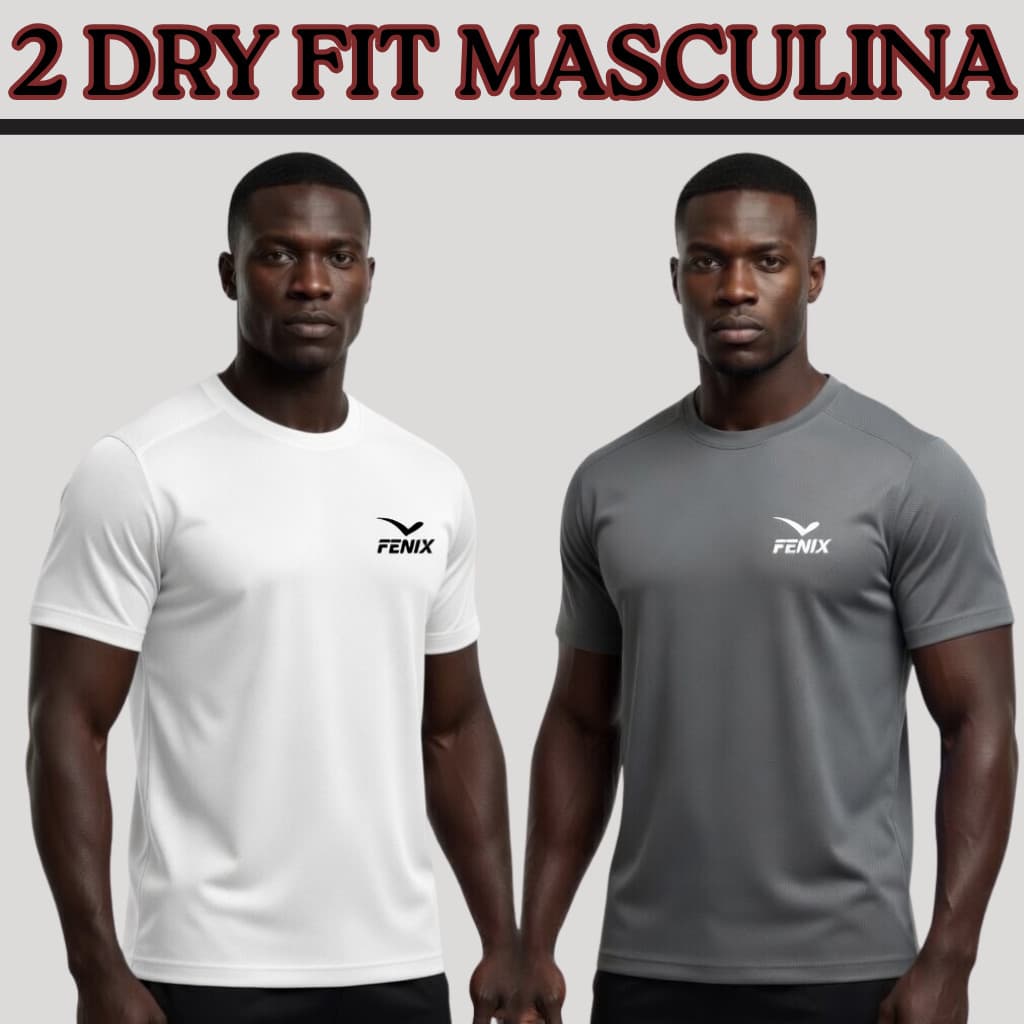 Kit 2 Camiseta DryFit Academia Masculina Fitness Dri Fit Para Treino e Corrida Do P Ao GG