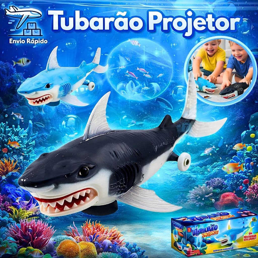Tubarão Projetor Infantil com Luz, Som e Movimento | Brinquedo Interativo Realista para Crianças
