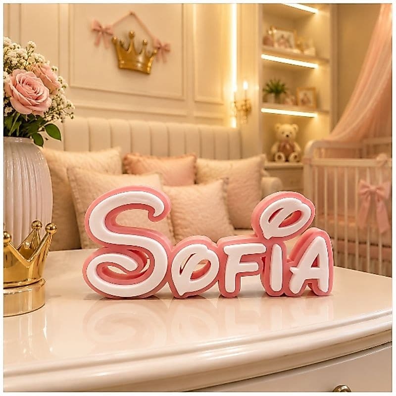 Nome Personalizado Sofia 3D PLA Decoração Quarto Infantil Menina Enfeite Porta Maternidade