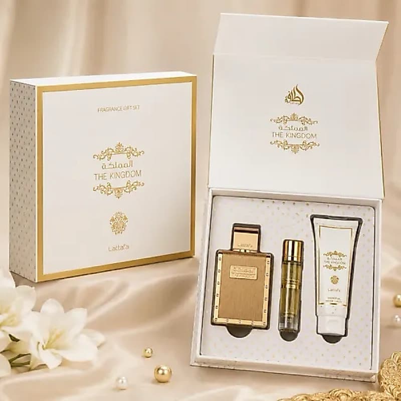 Kit Perfume Masculino Lattafa The Kingdom Gift Set- EDP- 3un- Original