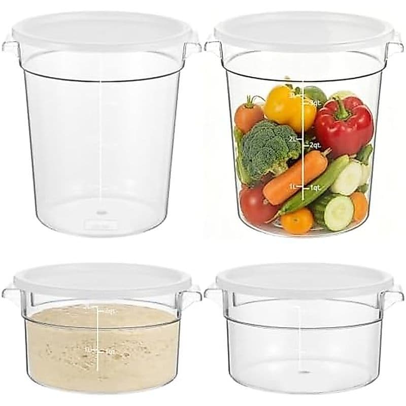 Baldes De Fermentação De Massa De 4 Peças Com Tampas-Tamanhos Duplos (2Qt & amp ; 4Qt) Banheiras Transparentes , Recipie