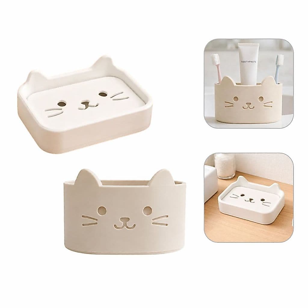 Porta Sabonete e Porta Escova de dente CAT para Banheiro