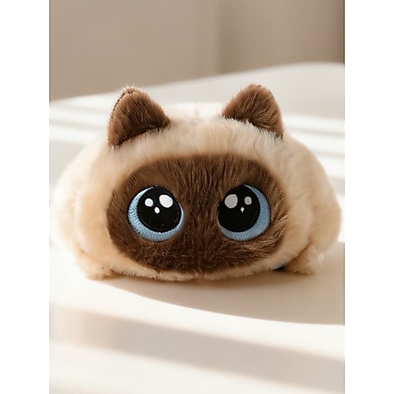 Bonito gato deitado brinquedo de pelúcia olhos grandes gato preto boneca cura Ragdoll gordinho encontro gato