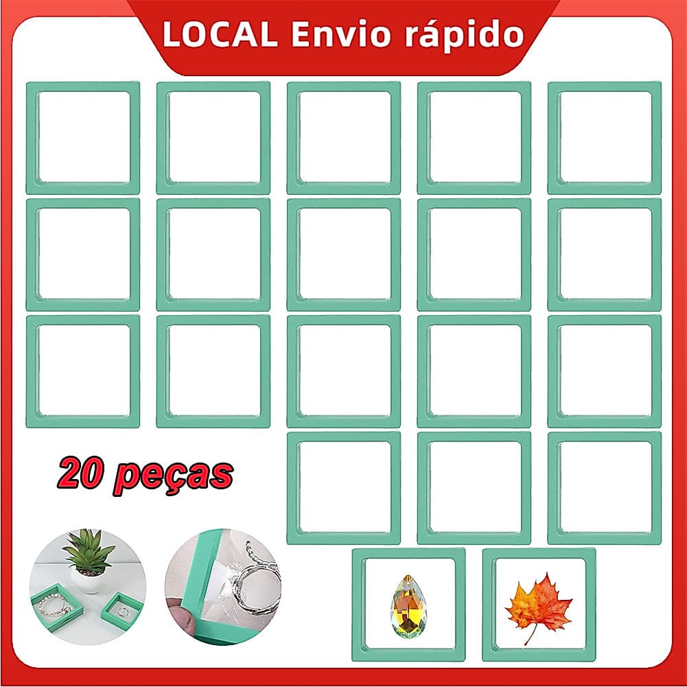 Kit 20 Caixa de Armazenamento de Joias Anti Oxidação PE 3D Verde 7x7cm – não amarela, para casa/escritório