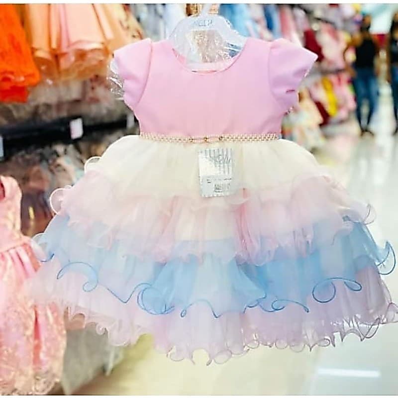 Vestido Infantil de Luxo Colorido Chuva de Amor