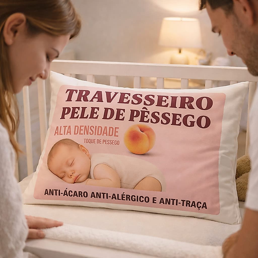 Travesseiro Terapêutico Pele de Pêssego  Antialérgico, Antiácaro e Resistente a Traças