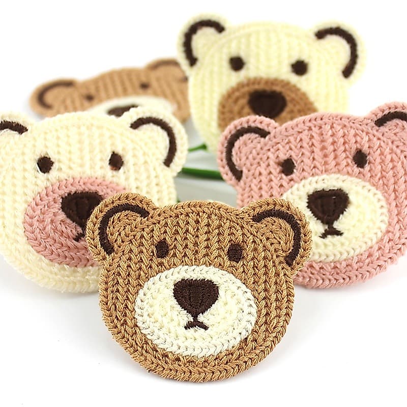 16 Pçs 5 * 5.8cm Dos Desenhos Animados Bordado Urso Apliques Para DIY Headwear Hairpin Decoração Roupas Remendos Acessór