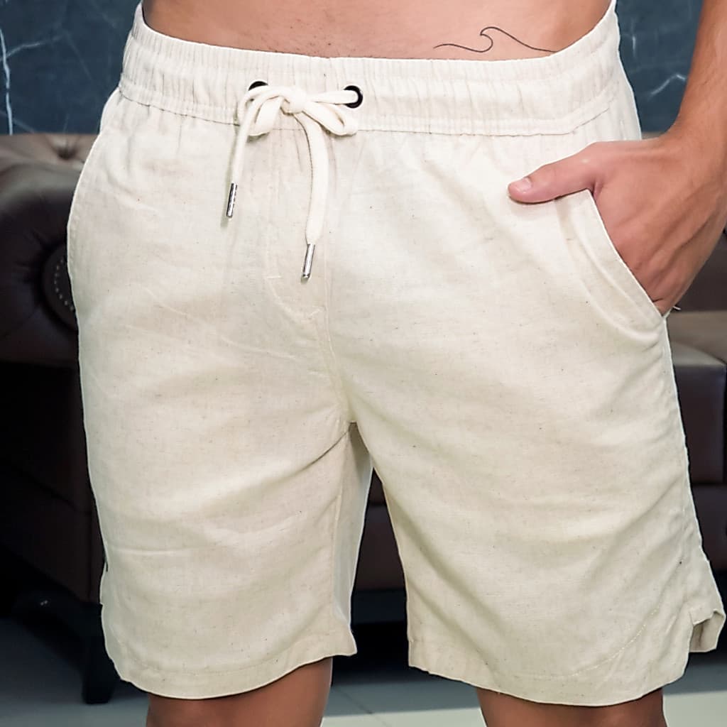 Bermuda Masculina Linho Detalhe Lateral Short Haryn