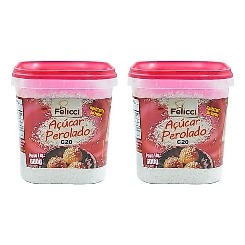 Kit 2 Potes Açúcar Perolado C20 600g Felicci