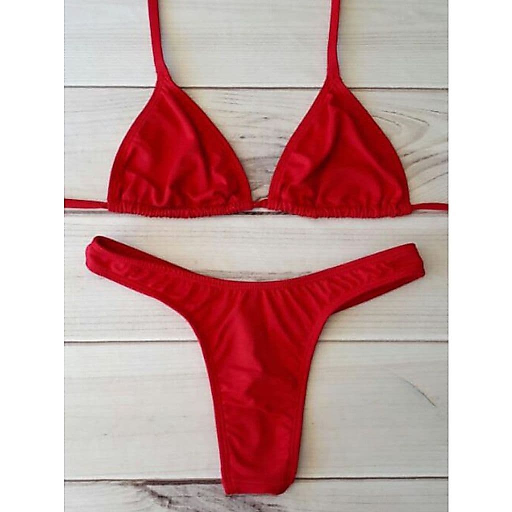 Biquini feminino asa delta fio dental busto cortininha ambos forrados