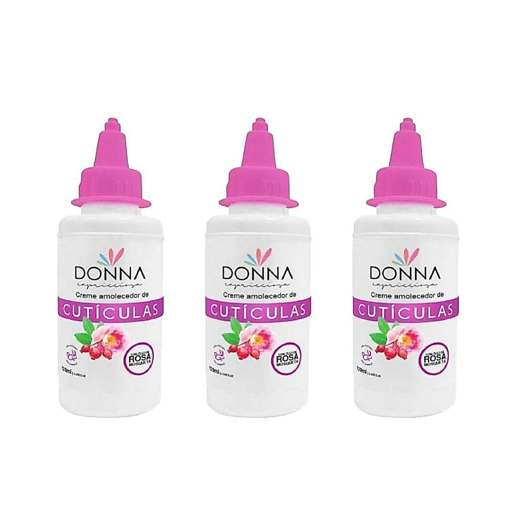 Kit C/3 Amolecedor de Cutículas Donna com Oléo de Rosa Mosqueta - 100ml