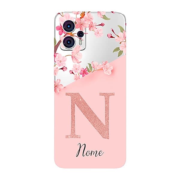 Capinha para Moto G23 Anti Impacto Personalizada - Delicate Flowers Rosa com nome e inicial